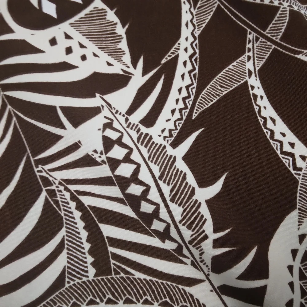 FABRIC Tropical Flora On Brown Synthetic Blend, Beautiful Hand, 2 Yd X 54 In
